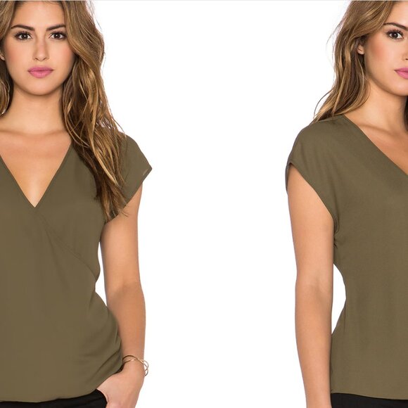 NWT Three Eighty Two Jackson Top Blouse Olive Green Made in the US Large - Picture 1 of 5